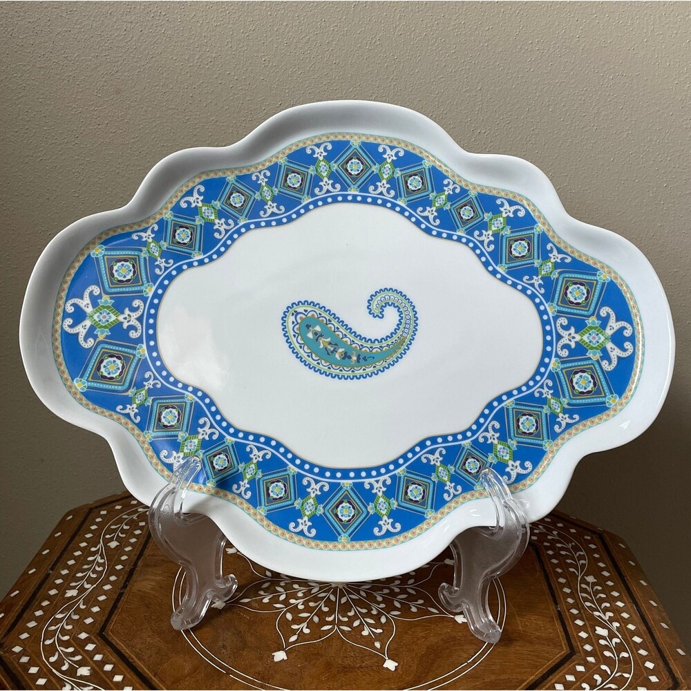 Vintage Vera Bradley My Home Platter Tray Capri Blue Paisley Andrea By Sadek